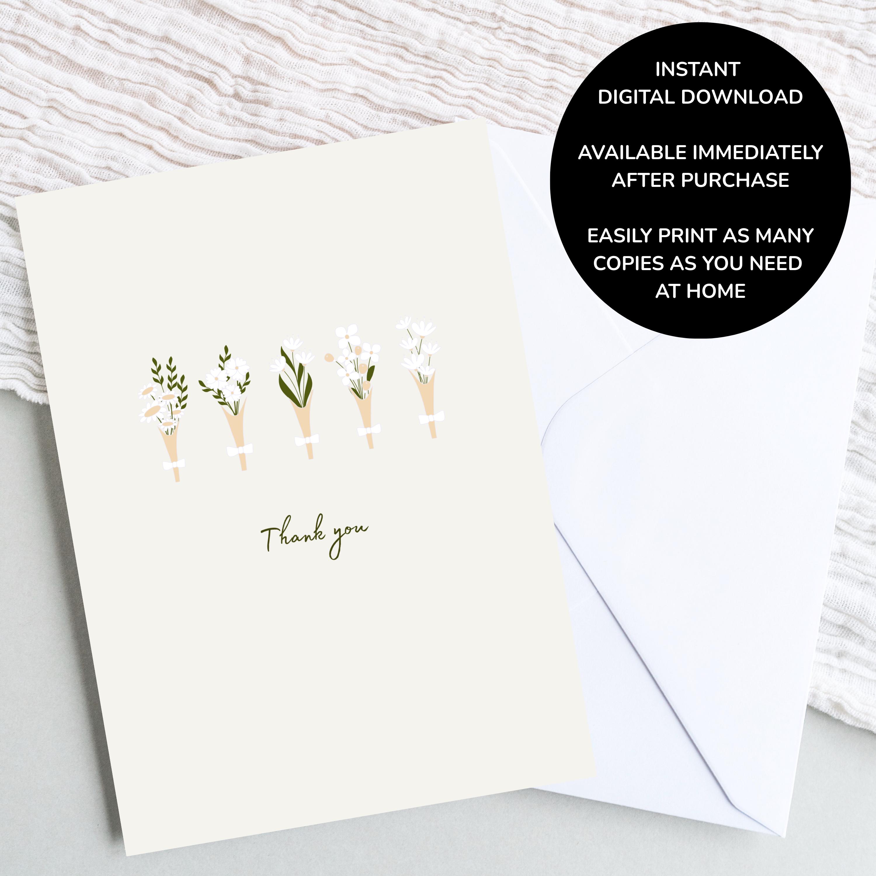 Floral Thank You Card Printable | Whimsical Watercolor Flowers ...