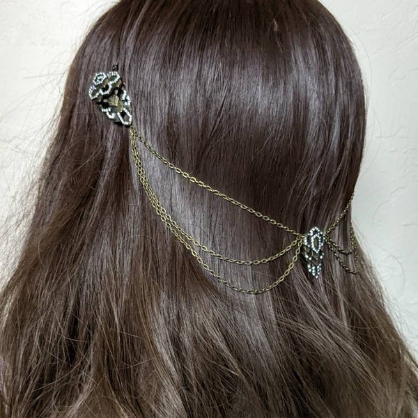 LAST ONE! Art Deco Hair Accessory-Wedding Hairpiece-Bridal Headpiece-Art Deco Headpiece-Bridal Hair Piece-Wedding Hair Chain-Wedding Hair