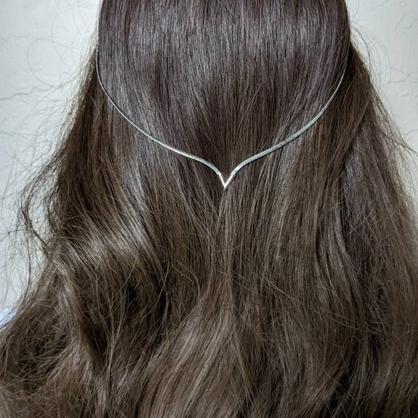 Silver Bridal Hair Accessory-Bridal Hair Chain-Hair Accessories-Bridal Headpiece-Wedding Hair Accessories-Forehead Jewelry-Boho Headpiece