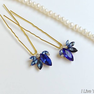 Blue Hair Pin Set-Bridal Hair Piece-Bridal Hair Pins-Bridal Hair Piece-Wedding Hair Pins-Hair Pins Wedding-Wedding Headpiece-Hair Pins