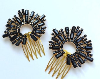Black Hair Comb-art Deco Hair Accessories-wedding Hair Piece  display picture 3