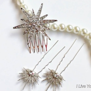 Celestial Hair Accessories-Bridal Hair Accessories-Wedding Hair Piece-Hair Comb-Bridal Hair Piece-Wedding Headpiece-Snowflake Hair Accessory