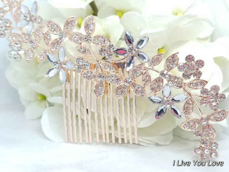 Rose Gold Hair Comb-Hair Accessories-Bridal Hair Accessories,Wedding Hair Accessories,Bridal Hair Comb,Bridal Hair Piece,Wedding Hair Comb