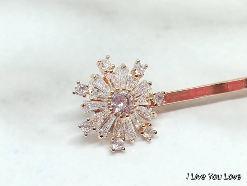 Snowflake Hair Pin-rose Gold Bridal Hair Accessories-wedding | Etsy