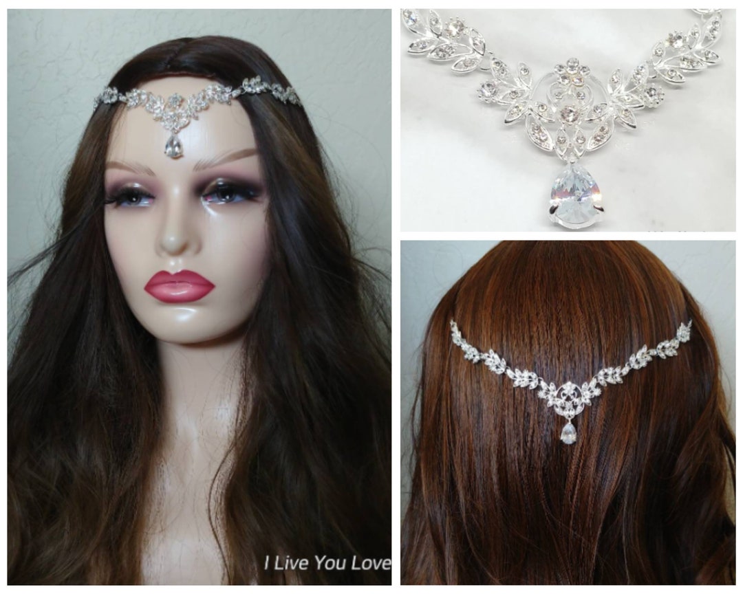 White Gold Bridal Hair Chaingold Leaf Hair Accessoriesboho Etsy