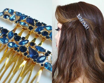 Art Deco Hair Combs-blue Hair Accessories-gold Hair  display picture 3