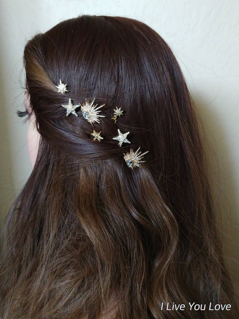 Star Hair Pin-Celestial Hair Accessory-Star Hair Accessory-Bridal Hair Pins-Bridal Hair Piece-Wedding Hair Pin-Celestial Headpiece-Hair Pin image 10