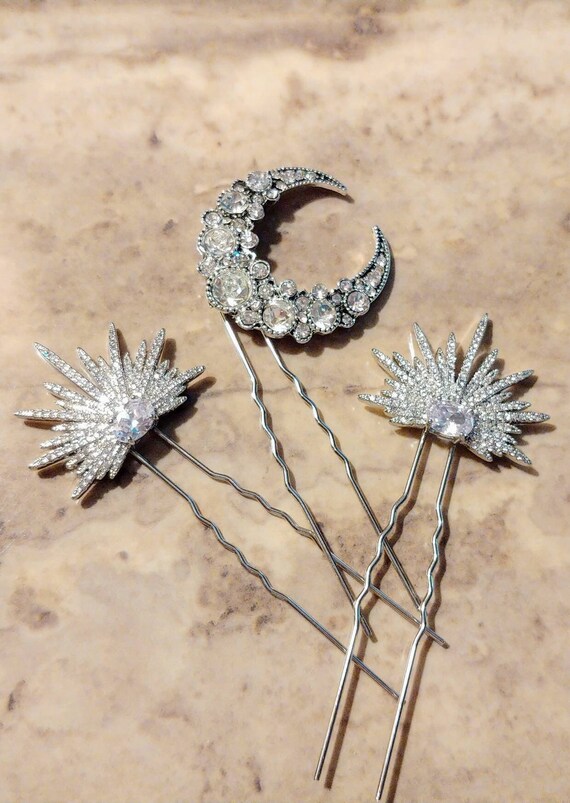 Moon Hair Pinbridal Hair Accessorieswedding Hair Etsy