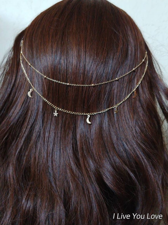 Celestial Hair Chain moon Bridal Headband star Hair Accessories