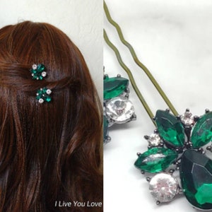 ¡ÚLTIMO JUEGO! Horquillas verdes - Tocado de novia - Accesorios para el cabello de boda - Horquillas de novia - Tocado de novia - Accesorios para el cabello de novia - Verde esmeralda