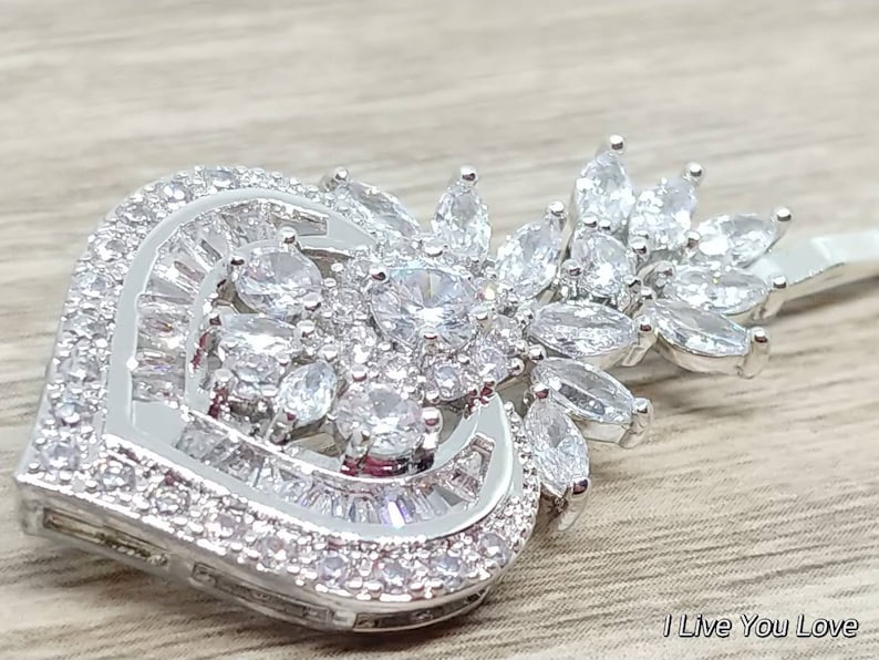 White Gold Art Deco Bridal Hair Pin-Silver Bridal Hair Accessories,Silver Wedding Hair Accessories,Silver Bridal Hair Pins,Bridal Hair Piece