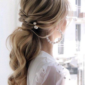 Pearl Hair Pins-Pearl Hair Accessories-Wedding Hair Pin-Bridal Hair Pin-Pearl Headpiece-Gold Pearl Hair Pins-Pearl Hair Set-Pearl Jewelry image 7