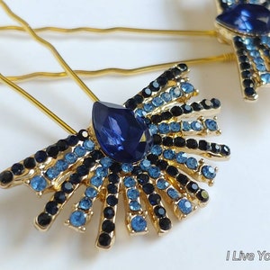 Star Hair Pin Set-Bridal Hair Pin-Wedding Hair Accessories-Blue Hair Pins-Bridal Hair Piece-Star Hair Pins-Art Deco Hair Pin-Something Blue