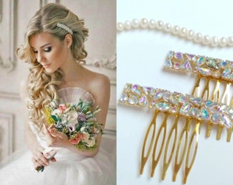 Iridescent Hair Comb-Bridal Hair Accessory-Wedding Hair Accessories-Bride Hair Piece-Bridal Hair Piece-Bridal Hair Comb-AB Hair Piece