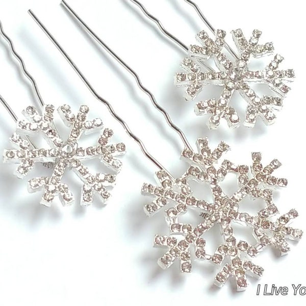 Snowflake Hair Pins-Bridal Hair Accessories-Winter Hair Accessories-Wedding Hair Accessories-Bridal Hair Pins-Snowflake Hair Accessory