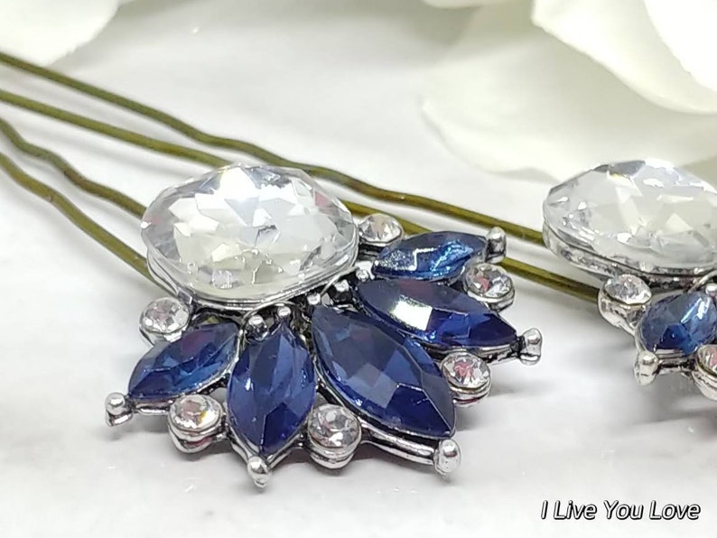 navy blue wedding hair accessories