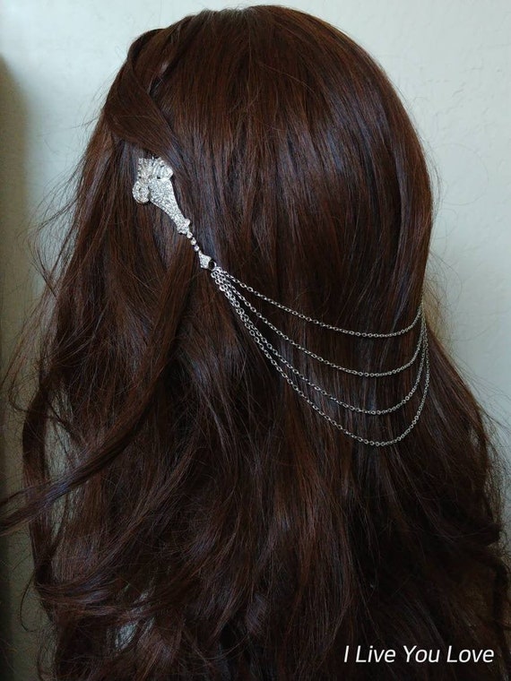 Art Deco Hair Chainsilver Hair Jewelrysilver Hair Etsy