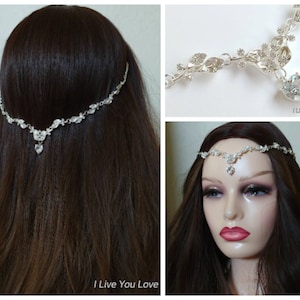 White Gold Bridal Hair Chain-Calla Lily Hair Accessories-Boho Bridal Headpiece-Calla Lily Hair-Bridal Hair Accessories-Wedding Headpiece