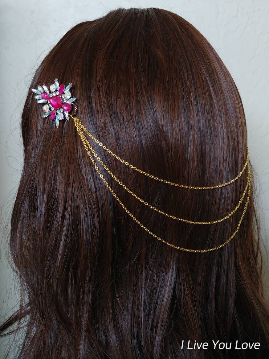 LAST ONE Pink Hair Accessoriesboho Hair Accessoriesboho Etsy UK