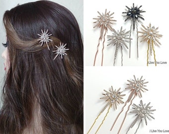 Shooting Star Hair Pins-Celestial Hair Accessory-Wedding Hair Accessory-Bridal Hair Pin-Wedding Bobby Pins-Star Hair Piece-Star Headpiece