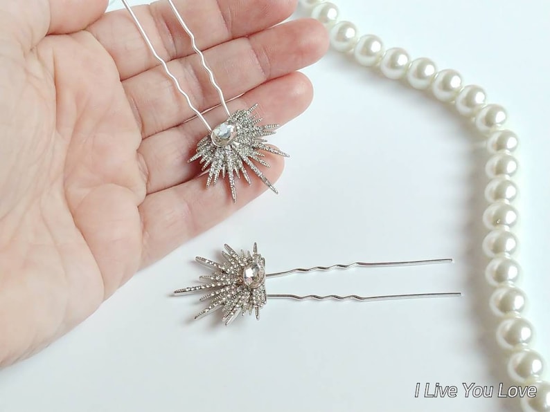 Star Hair Pin-Celestial Hair Accessory-Star Hair Accessory-Bridal Hair Pins-Bridal Hair Piece-Wedding Hair Pin-Celestial Headpiece-Hair Pin image 9