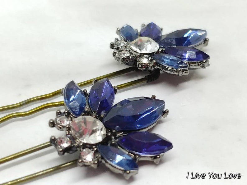 Blue Hair Pin Setbridal Hair Accessoriesart Deco Hair Etsy