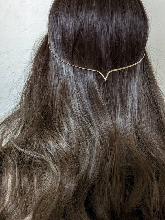 Gold Bridal Hair Accessory-bridal Hair Chain-gold Hair  display picture 2