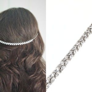 Forehead Jewelry-Wedding Headpiece-Bridal Hair Piece-White Gold Bridal Hair Chain-Bridal Headpiece-Bridal Hair Drape-Wedding Hair Chain