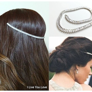 Forehead Jewelry-Wedding Headpiece-Bridal Hair Piece-White Gold Hair Chain-Bridal Headpiece-Wedding Hair Chain-Art Deco Headpiece-1920s Acc