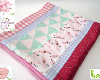 Baby blanket, patchwork blanket for girls, optional as a set with comforter