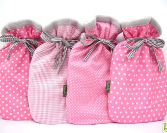Hot water bottle cover in pink for a 2-liter hot water bottle, hot water bottle sleeve, handmade by bab-Berlin