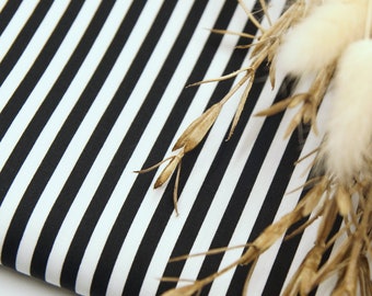 Stoff 100% Baumwolle Meterware Streifen 0,5cm breit in Schwarz Weiß, ab 0,5 m