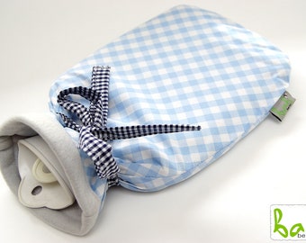 Hot water bottle cover, hot water bottle sleeve for 2 liter hot water bottle in Vichy diamond