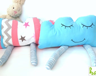 Pillow cloud, cloud pillow, cuddly cloud, children's pillow in pink or blue with stars