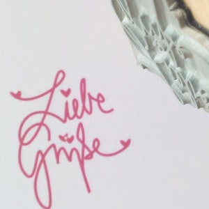 stempel "Liebe Grüße" mit kleinen herzerln - für grußkarten, briefumschläge und kleine nachrichten / stempel -auch mit name + adresse mögl.