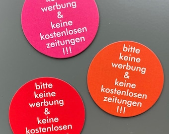 neue schrift und design... 1 magnet für alles :-) … „bitte KEINE werbung und kostenlose zeitungen“ / briefkasten magnet / werbung nein danke