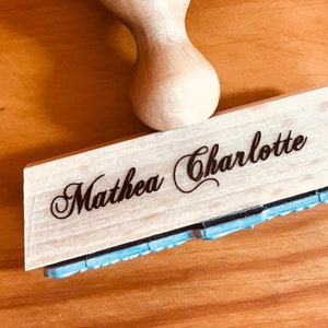 cursive stamp - with name, text or saying... personalized stamp... text stamp... name stamp... individualized stamp