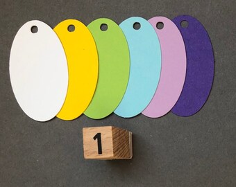 etiketten / hangtags / geschenkanhänger oval ... in ganz schön bunt, in naturtönen oder in ich-nehm-sie-alle-mischung