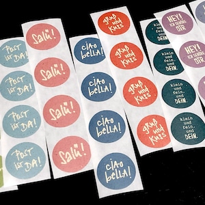 8 motive - freie motivwahl !! aufkleber mit sprüchen aus herrlichem graspapier. sticker mischung in 8 farben. nachhaltige wertige dekoration