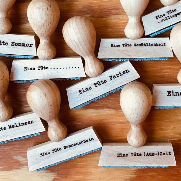 holzstempel "Eine Tüte ......" für mitgebsel, give-aways und feine geschenke in tüten - und was kommt bei dir in die TÜTE??