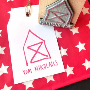 haus vom nikolaus :-) / holzstempel " vom nikolaus " in handschrift / adventskalender füllung / geschenk zum nikolaus / stempel weihnachten