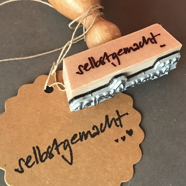 selbstgemacht … handschrift-stempel für alle selbermacher! mit drei herzchen . . .