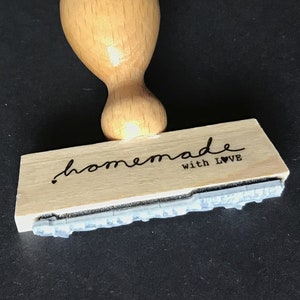 holzstempel "homemade with love" - mit herzerln - oder auch "handmade"