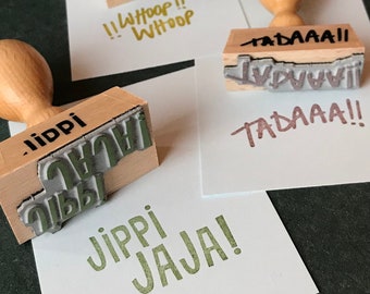 geburtstag? jubiläum? abifeier? grund zum JUBELN !? 3 stempel in je 3 größen - oder in wunschmaß - gerne RIESIG ;-) - für glückwunschkarten