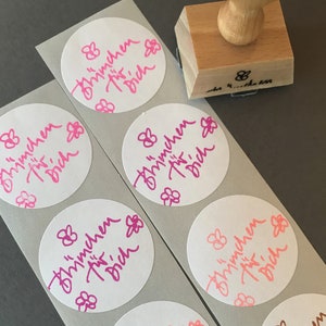 stempel Blümchen für Dich - holzstempel in schönster schrift mit blumen … für blumenstrauß und samentütchen