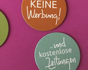 sonderpreis! in 2er-lei farben: bitte KEINE werbung+ keine kostenlose zeitungen für deinen briefkasten - dauerhaft + schön! statt aufklebern