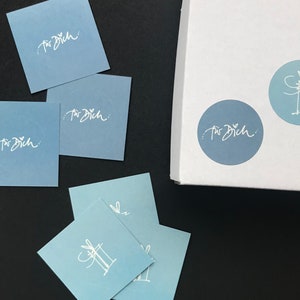 sticker „geschenk“ und „für dich“ in bleu und blau ! einzelne oder im set. aufkleber aus veganem haftpapier