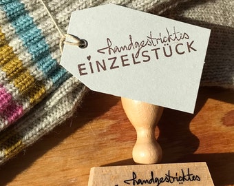 stempel "handstricktes einzelstück" - handgemacht / gestrickt / stricken - unikate schön verpacken / handmade stempel