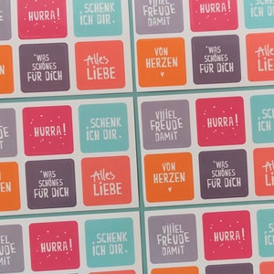 EDEL ! ECKIG ! FEIN ! stickersets mit 6 sprüchen für viele gelegenheiten | geschenke schön verpacken | karten gestalten | briefe verschönern