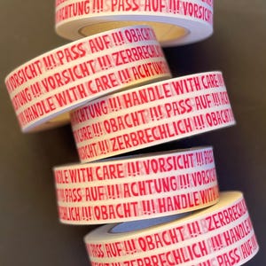 PASS AUF ! klebeband für feines + zerbrechliches ! verpacke + versende mit papierklebeband aus naturmaterialien: geschenke, pakete, päckchen
